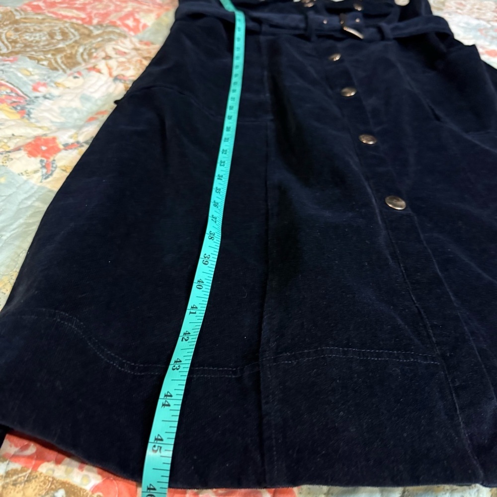 Maeve Anthropologie Corduroy Navy Blue Slim Pinafore Midi Dress size 16 W Preppy - Picture 9 of 15